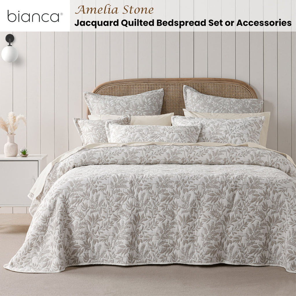 NNEDSZ Bianca Ameila Stone Jacquard Quilted Foliage Bedspread Set King