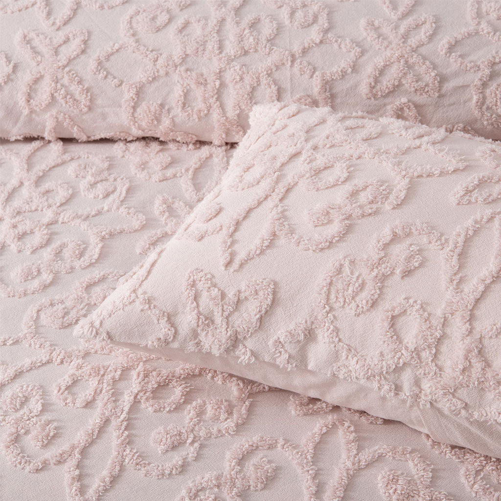 NNEDSZ Bianca Ella Blush Cotton Chenille Floral Bedspread Set Super King
