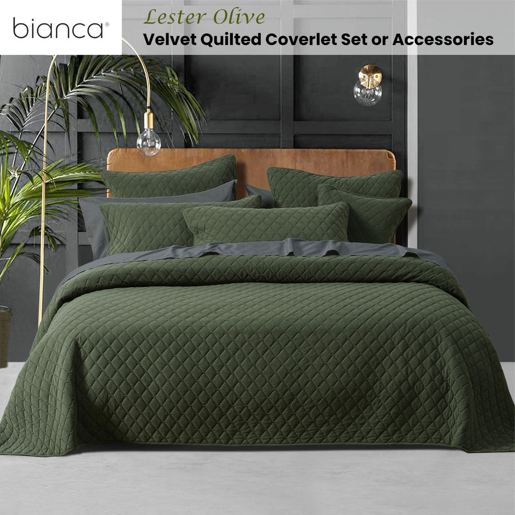 NNEDSZ Bianca Lester Olive Velvet Diamond Polyester Coverlet Set Queen/King