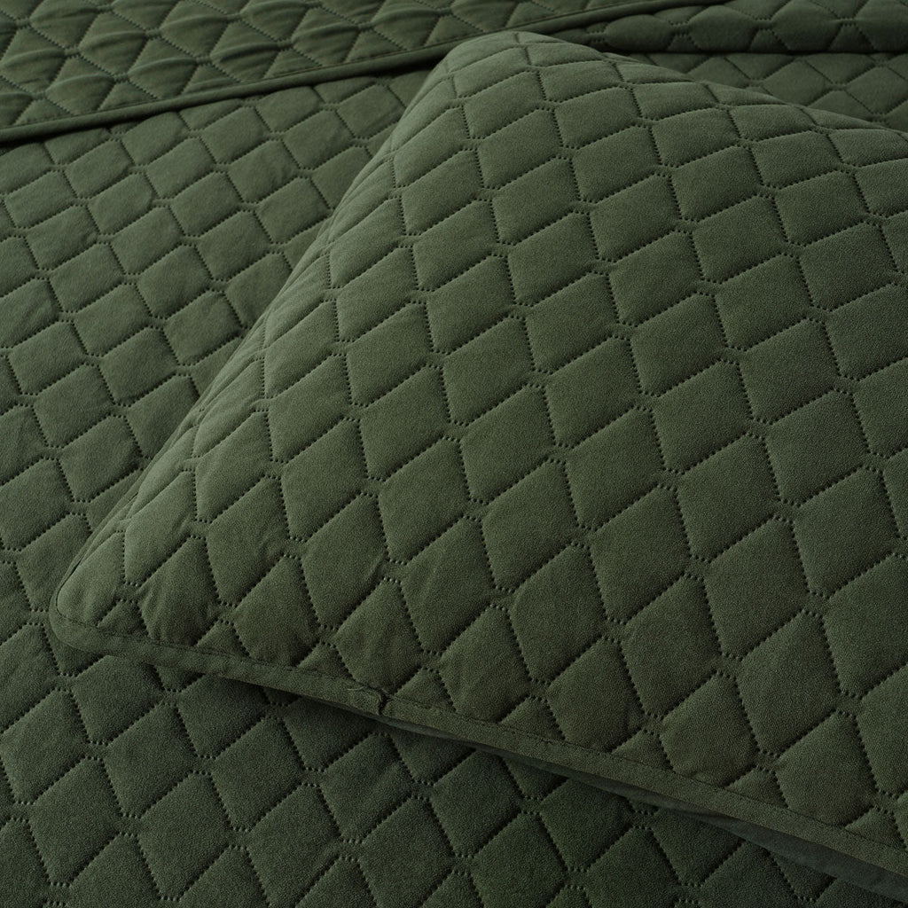 NNEDSZ Bianca Lester Olive Velvet Diamond Polyester Coverlet Set Queen/King