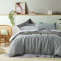 NNEDSZ Vintage Design Homewares 100% Linen Dove Grey Quilt Cover Set King
