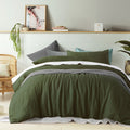 NNEDSZ 100% Linen Olive Quilt Cover Set King