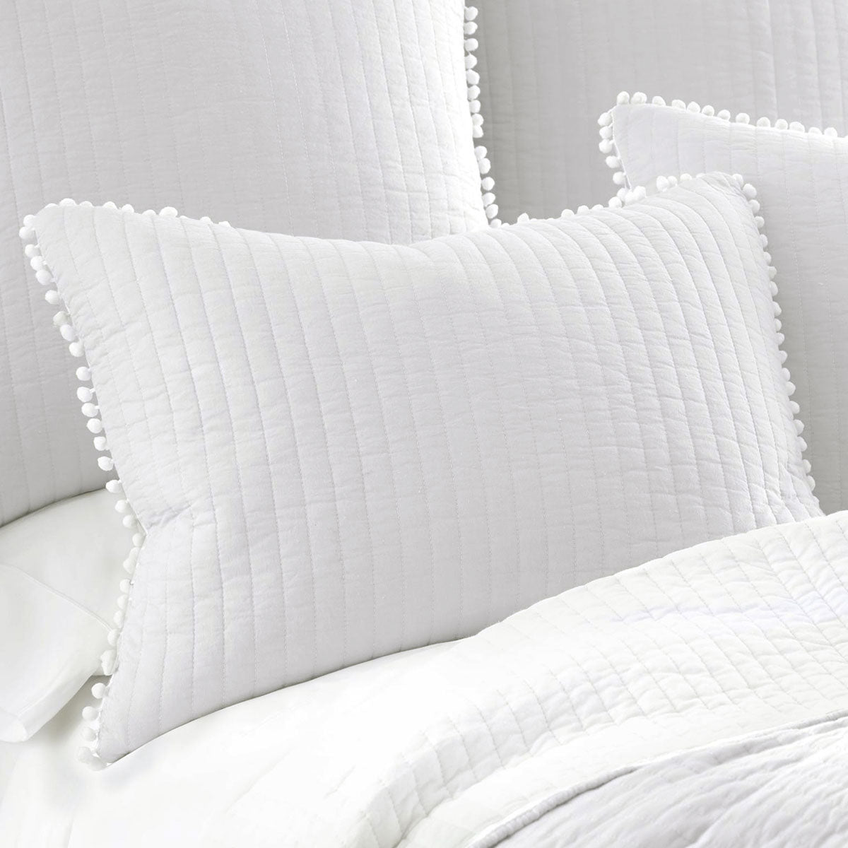 NNEDSZ Jenny Mclean Clavo Pompom White 3 Piece 100% Cotton Coverlet Set King