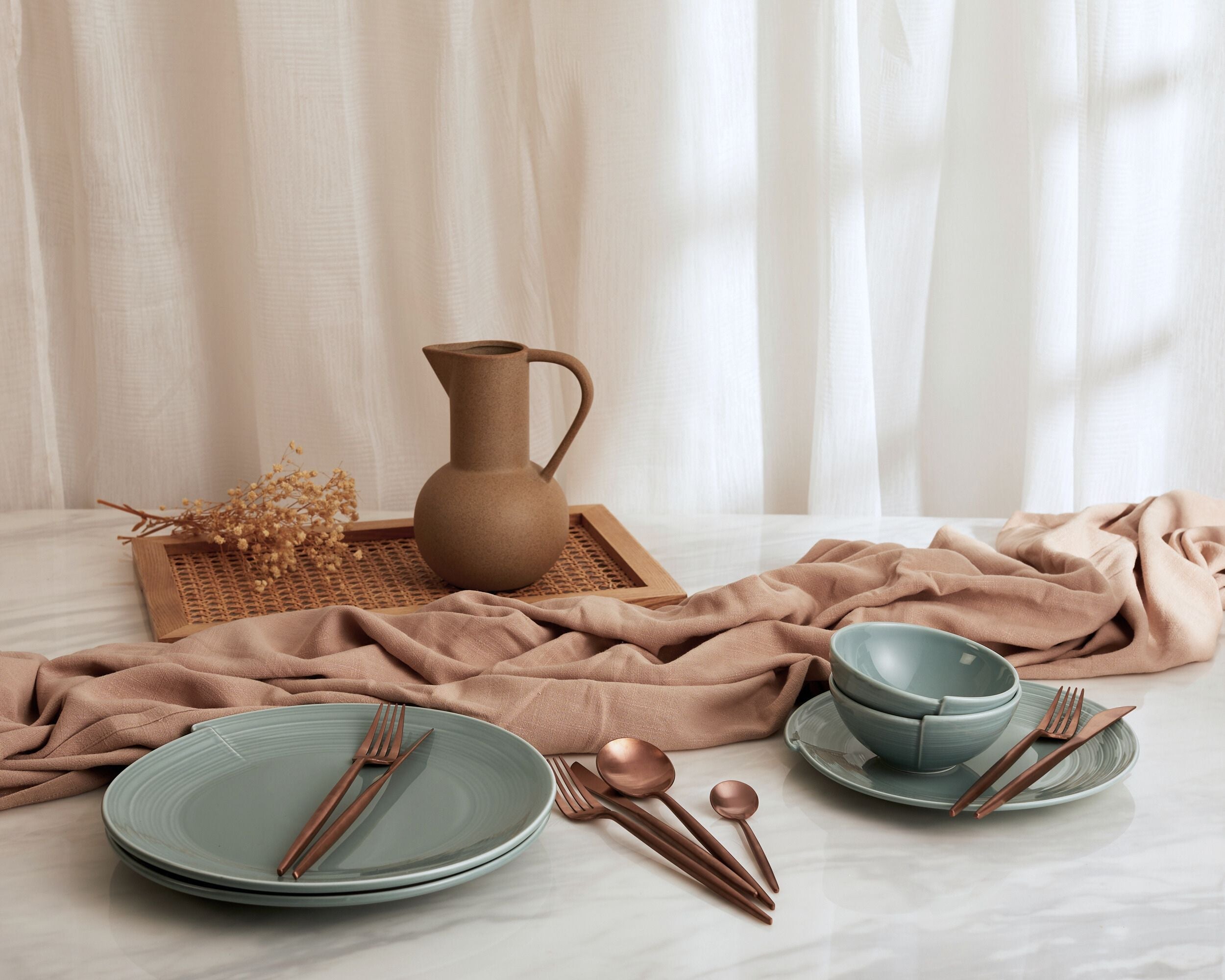 Brooklyn Washed Linen Salmon Tablecloth