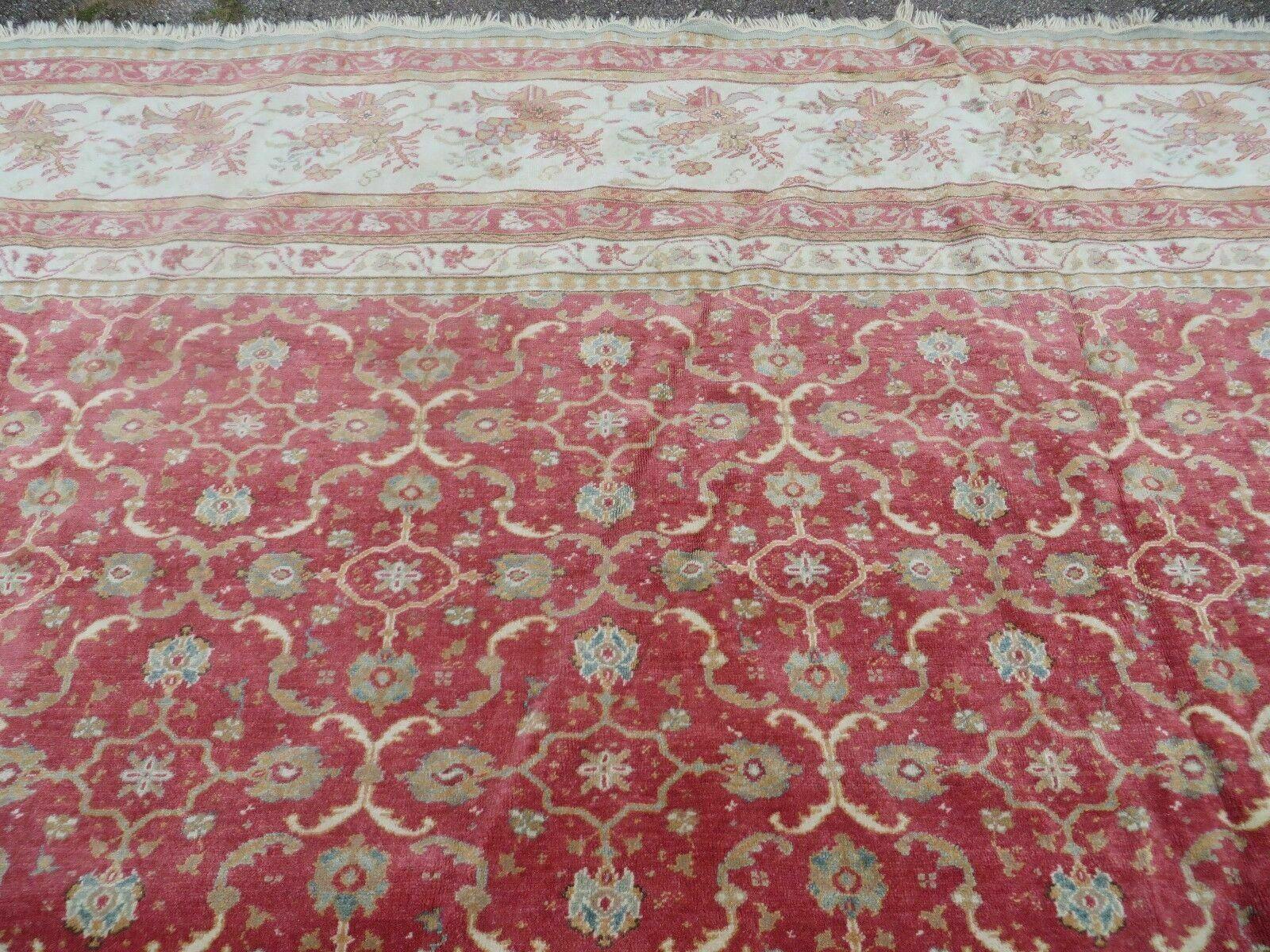 12' X 18' Palace Size Handmade Egyptian Wool Rug Carpet Soft Colors Red & Beige