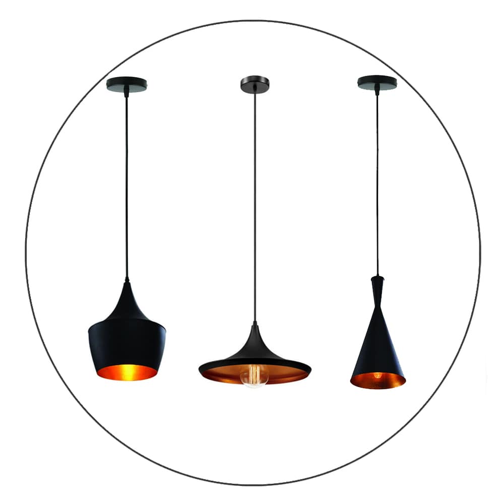Elegant Black & Gold Pendant Light - E27 Base, Home & Cafe Ambiance