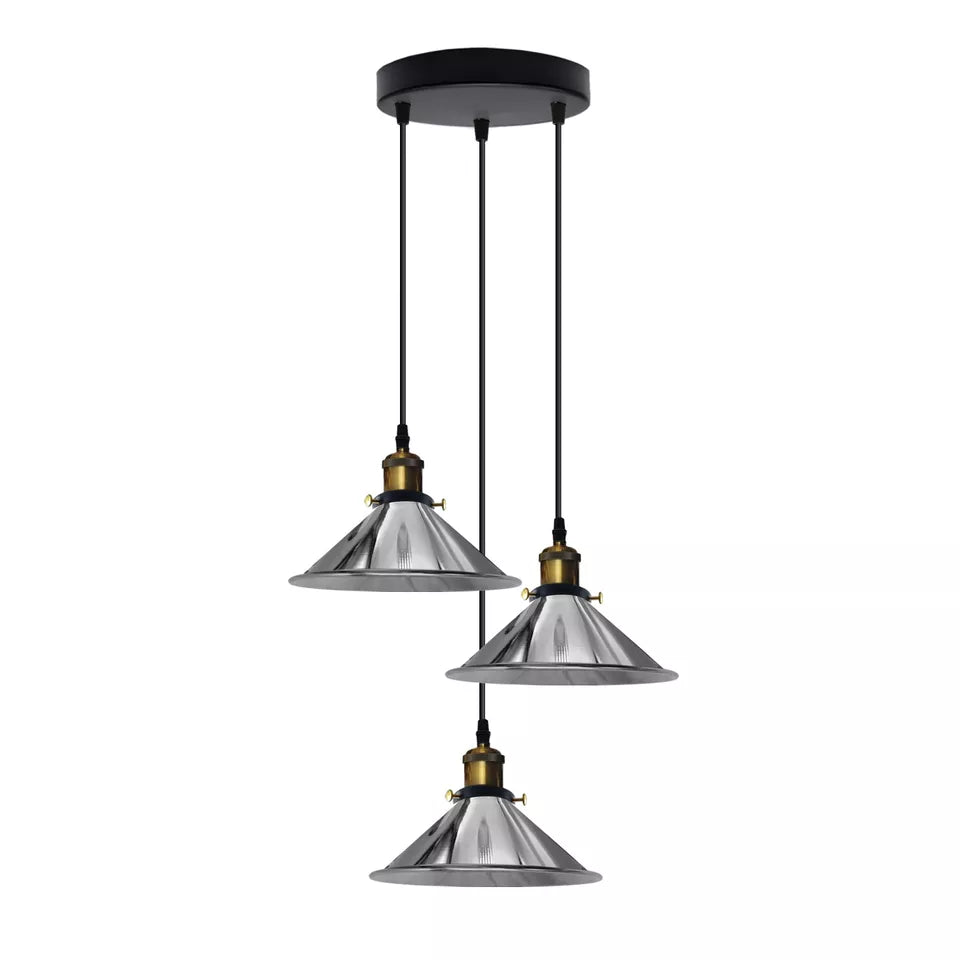 Vintage E27 Pendant Light Trio - Retro Ambiance Lighting