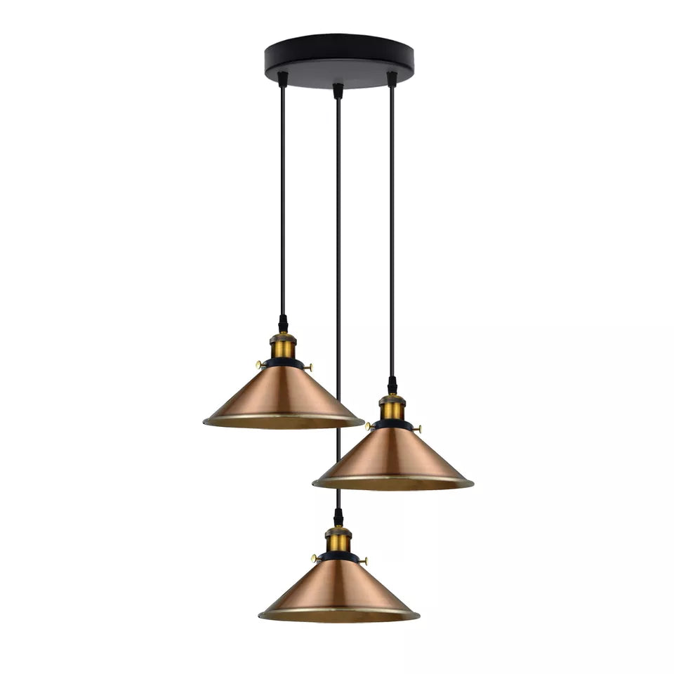 Vintage E27 Pendant Light Trio - Retro Ambiance Lighting