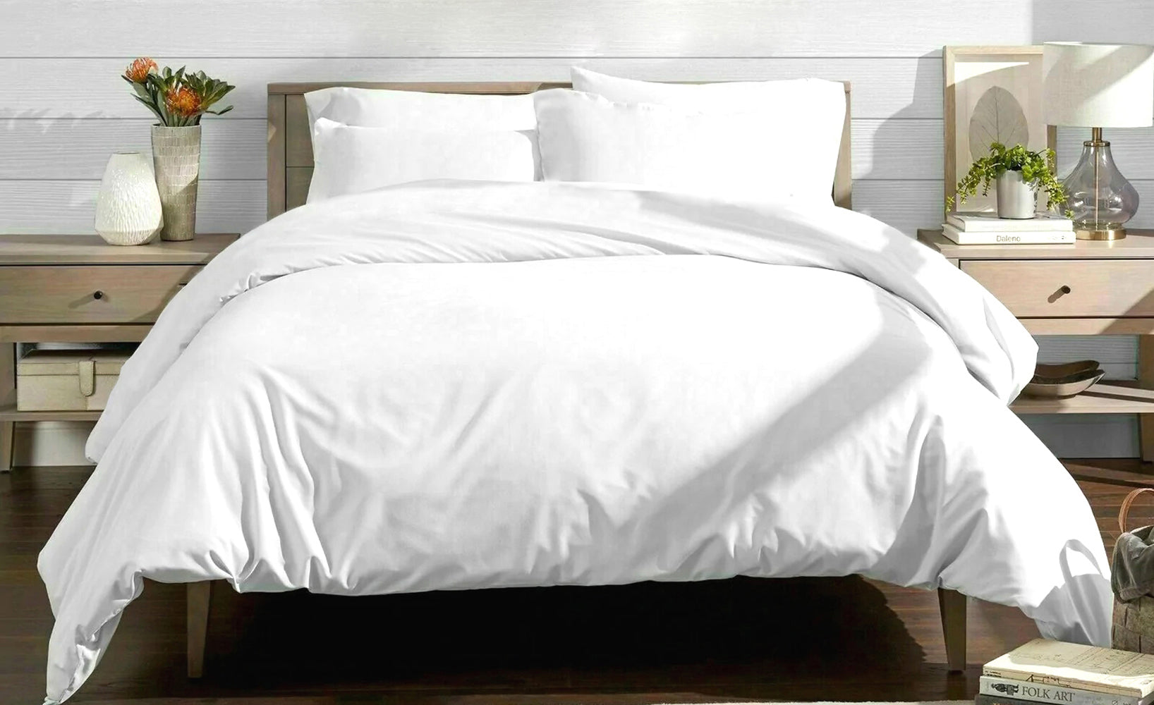 Bamboo Duvet Cover Bed Set in White