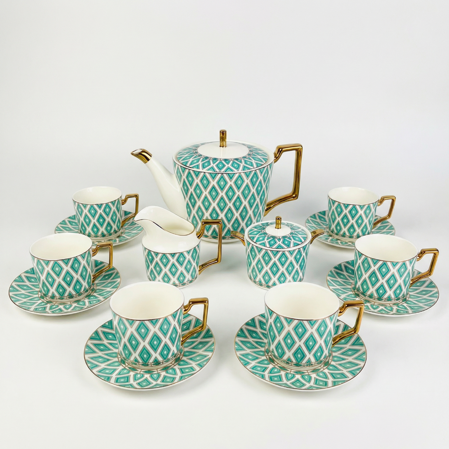 The Edwardian Emerald Diamant Bone China Tea Set