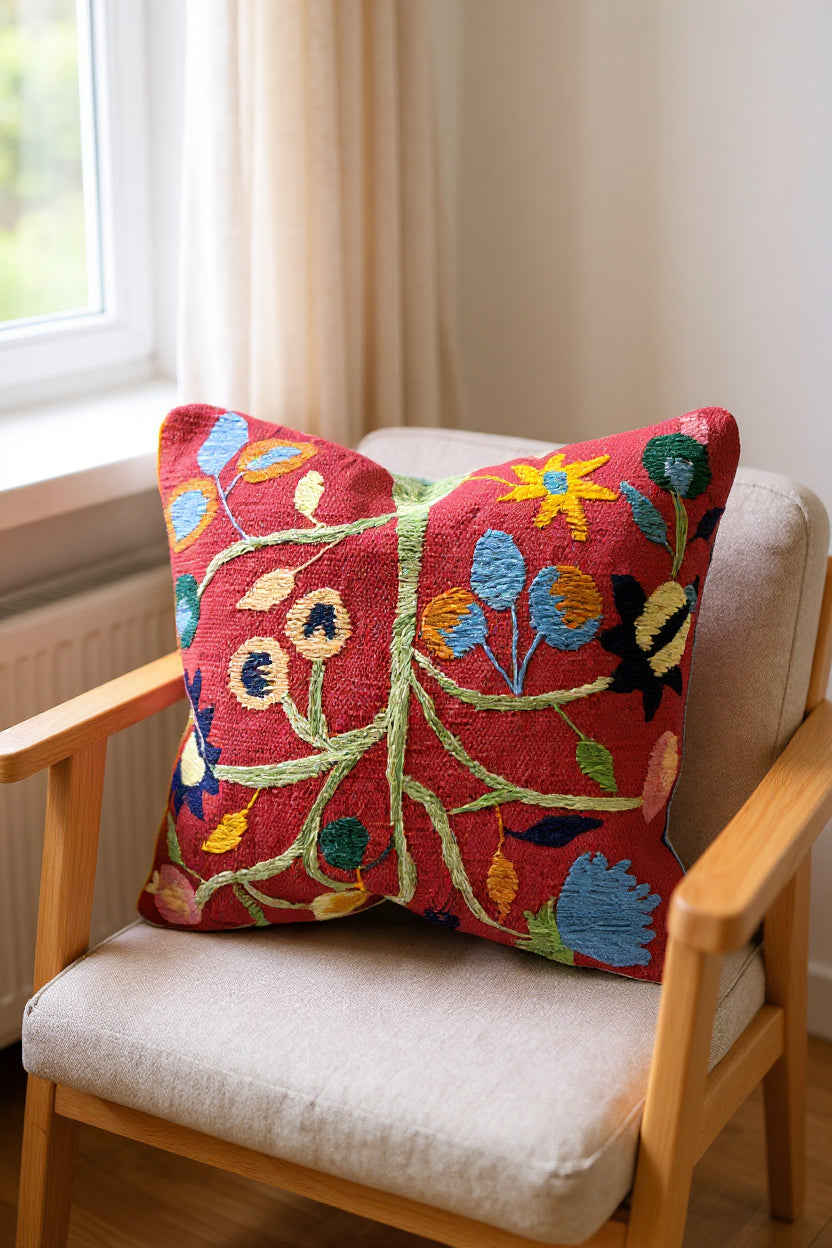 Suzani Hand Embroidered Cushion Cover - 45 x 45 cm