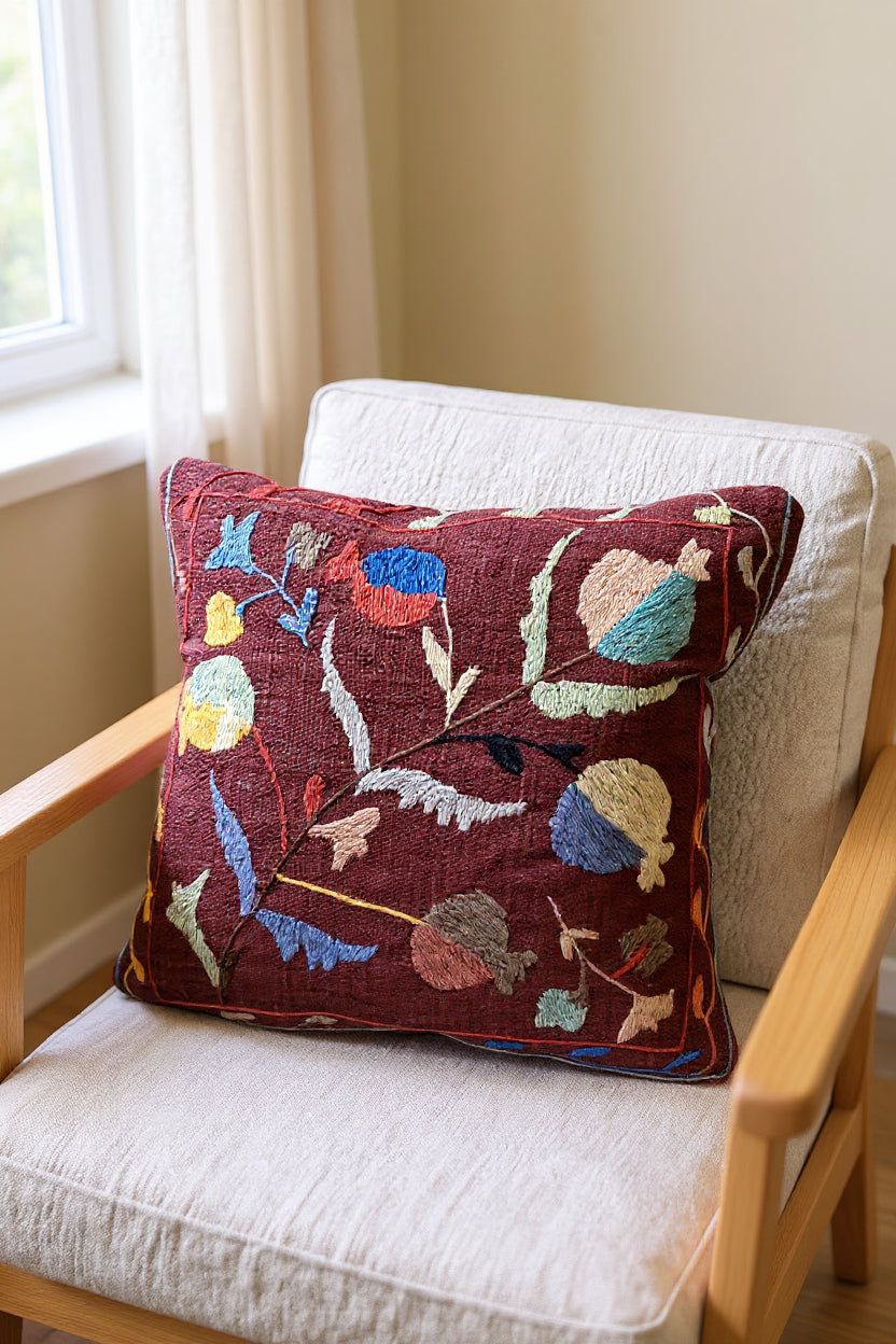 Suzani Hand Embroidered Cushion Cover - 45 x 45 cm
