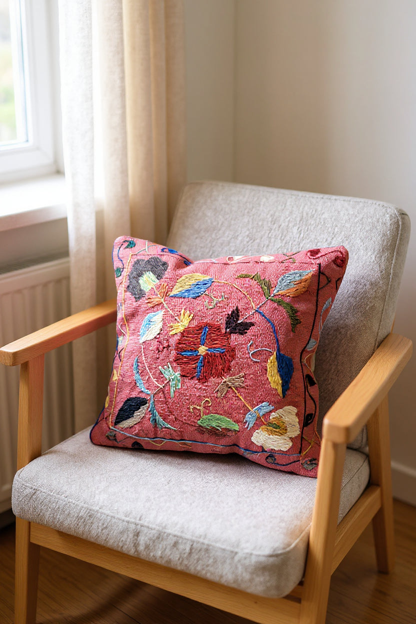 Suzani Hand Embroidered Cushion Cover - 45 x 45 cm