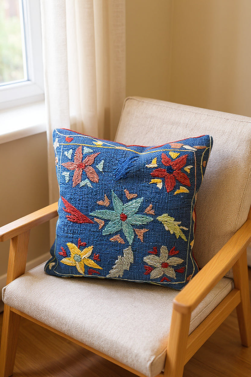 Suzani Hand Embroidered Cushion Cover - 45 x 45 cm