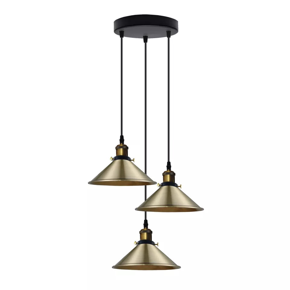Vintage E27 Pendant Light Trio - Retro Ambiance Lighting