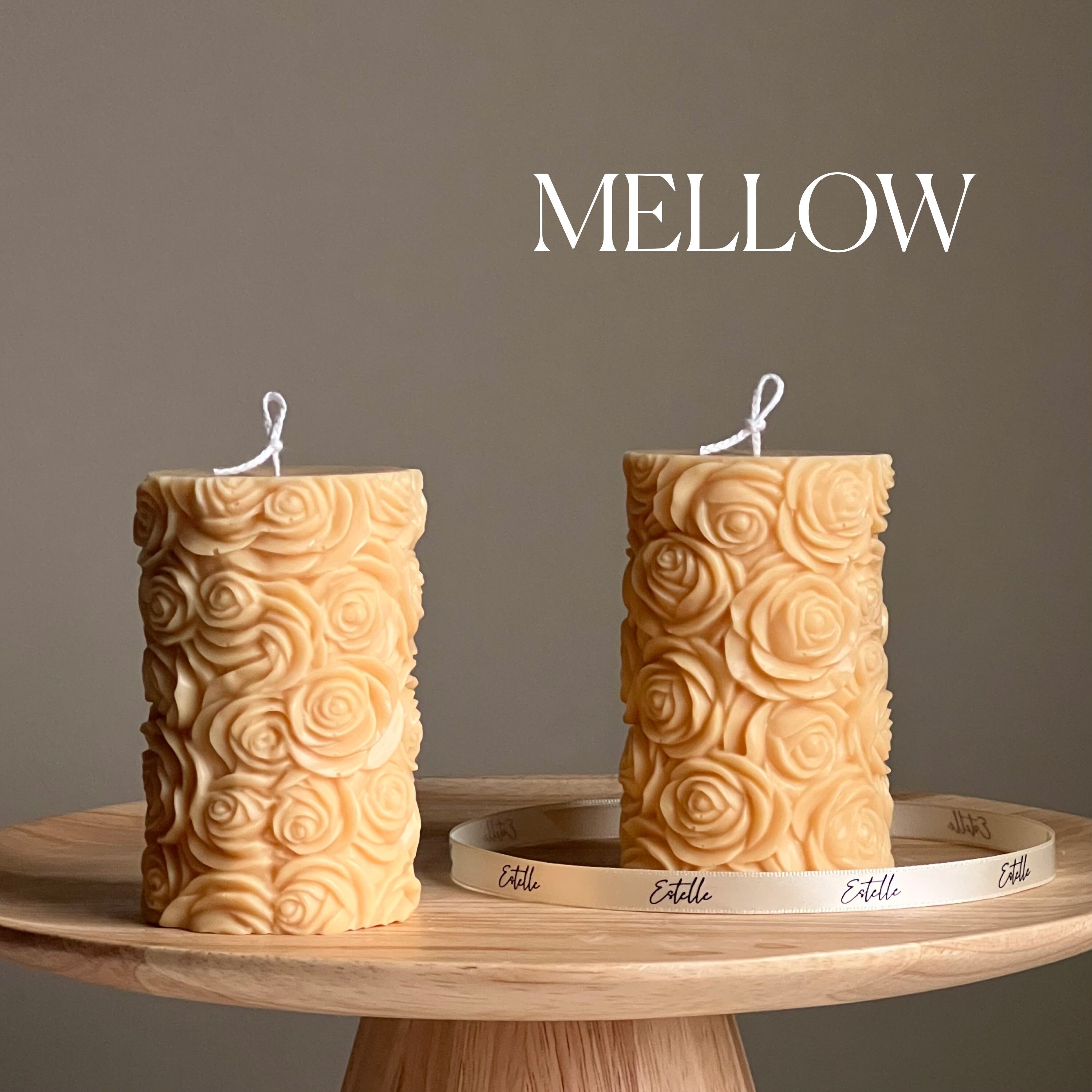 Handmade Rose Soy Wax Pillar Candle | Unscented Decorative Candle-3