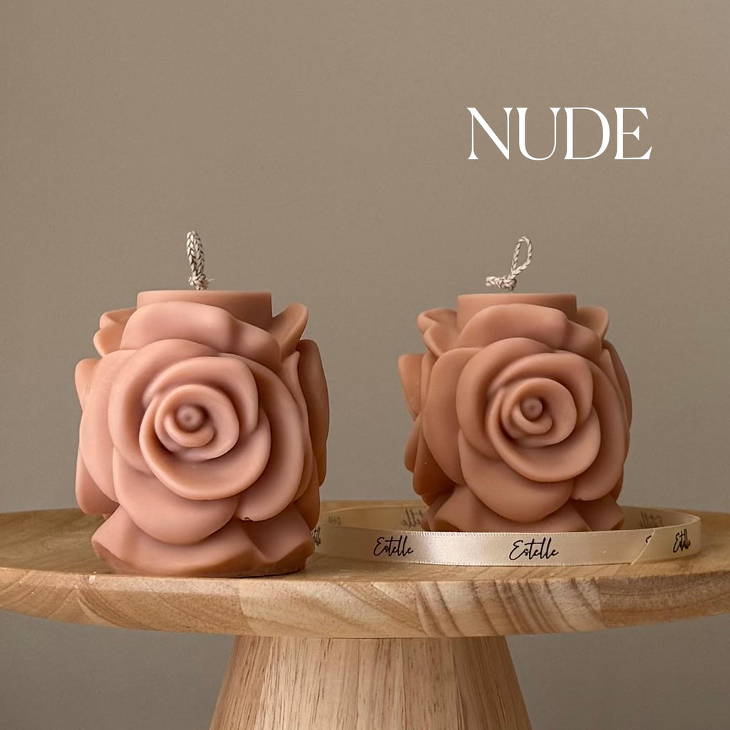 Handmade Rose Flower Candle: Vegan Soy Pillar Candle-1