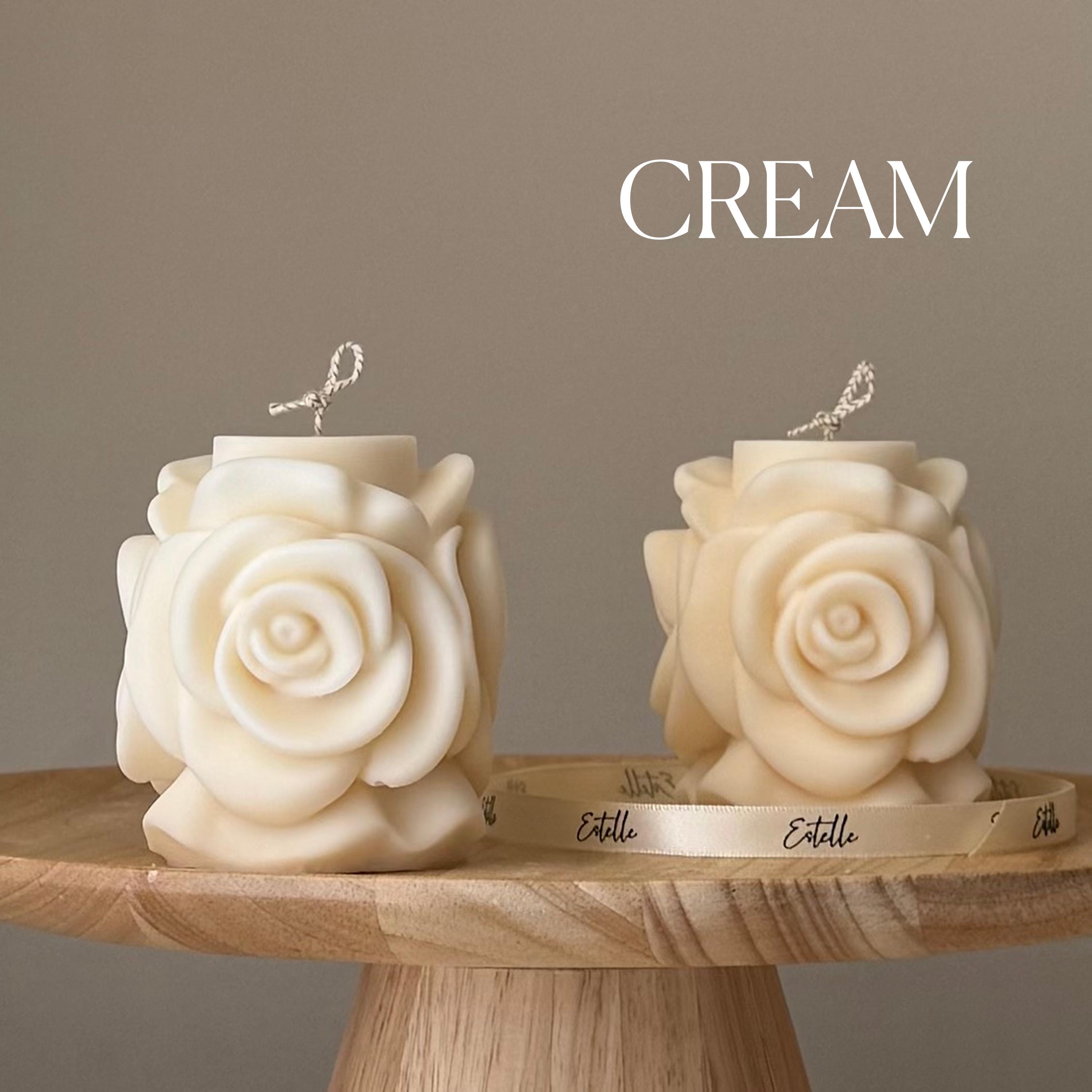 Handmade Rose Flower Candle: Vegan Soy Pillar Candle-2