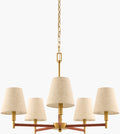 Soft Gold Modern Chandelier with linen details for dining or living rooms-0
