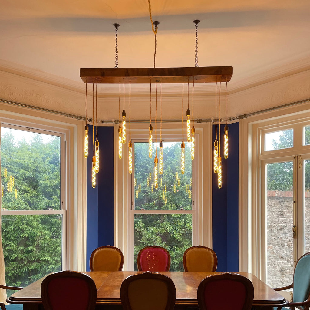 Quintriplet Oak Beam Chandelier