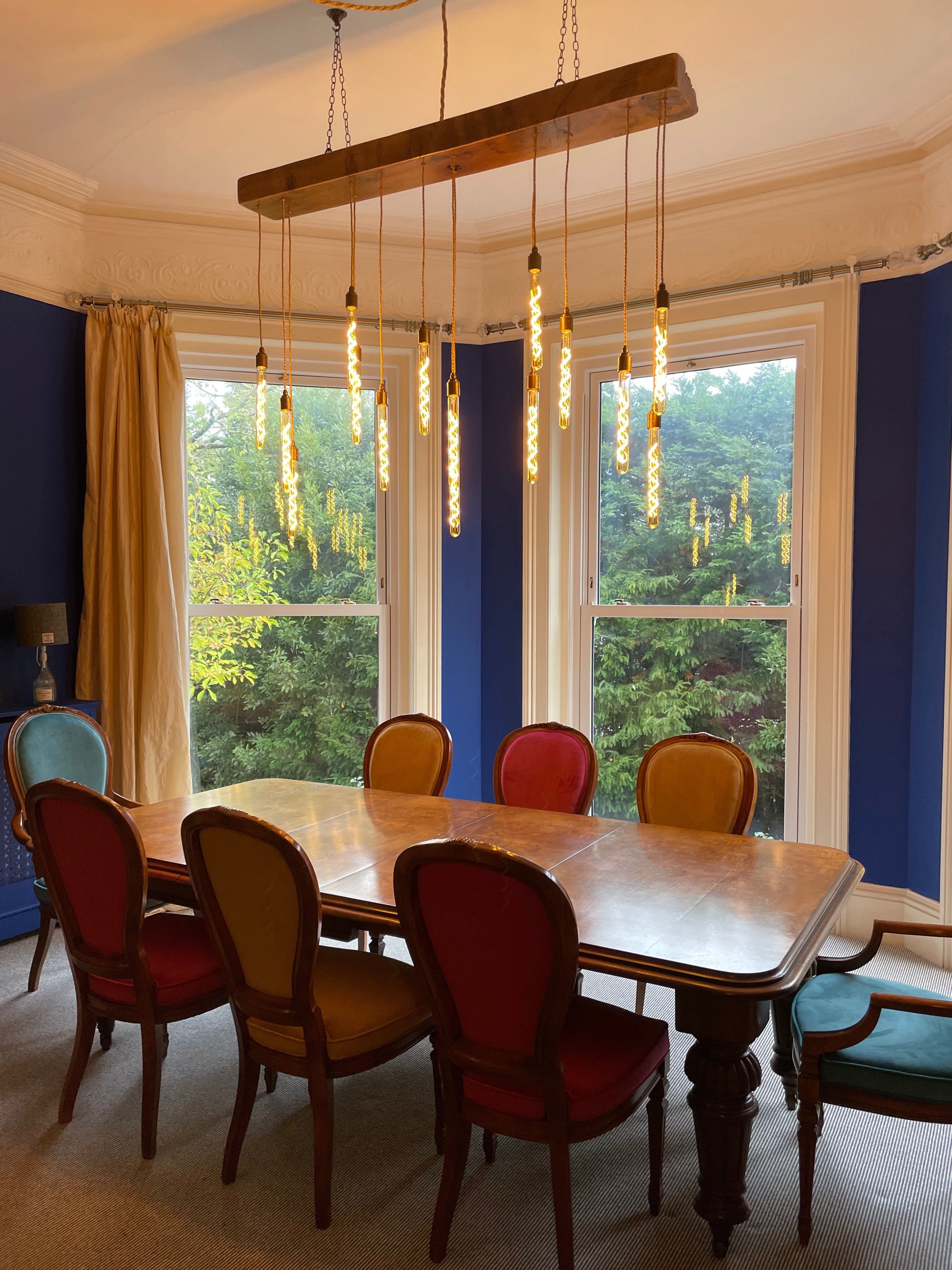 Quintriplet Oak Beam Chandelier