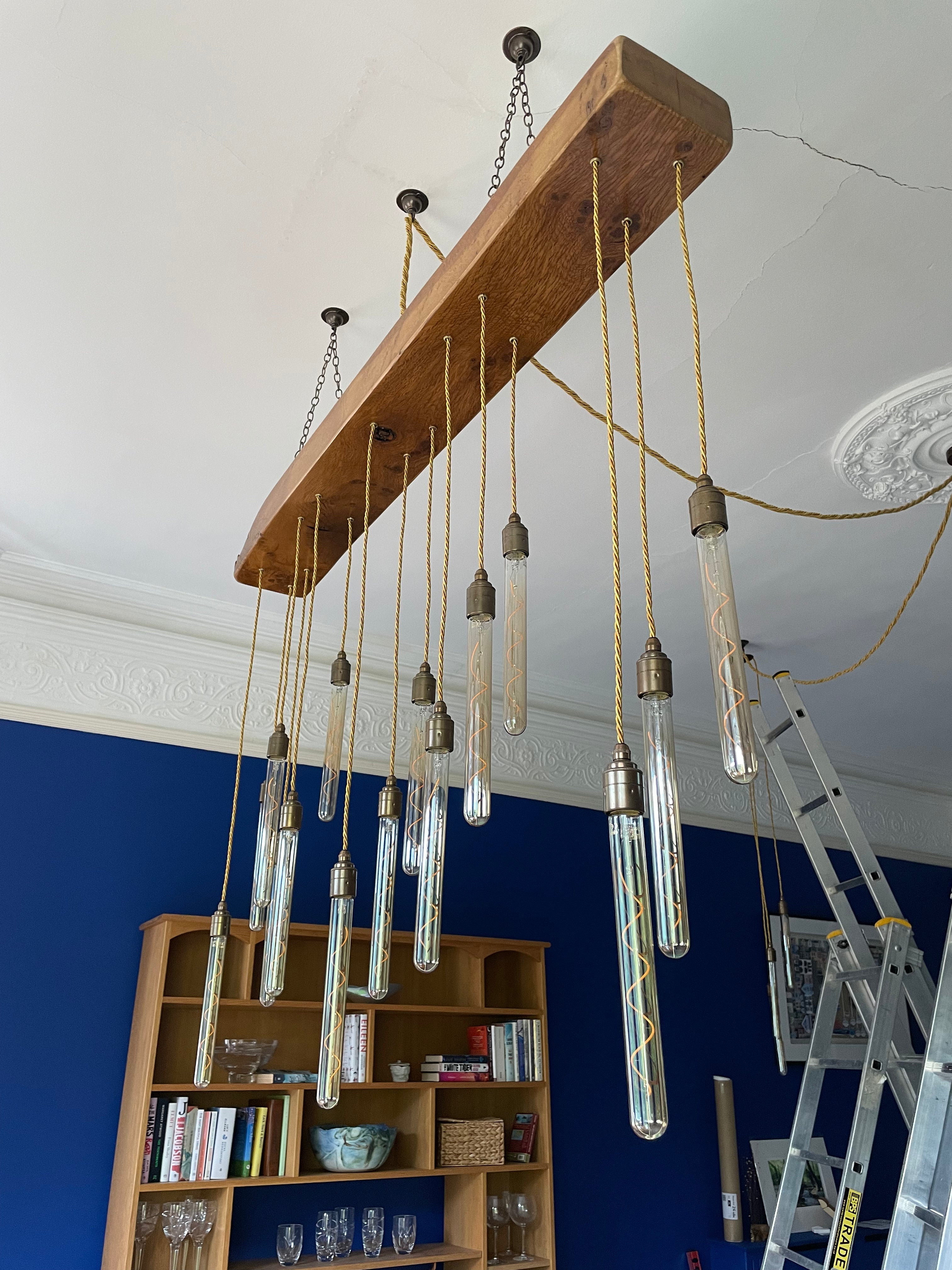 Quintriplet Oak Beam Chandelier