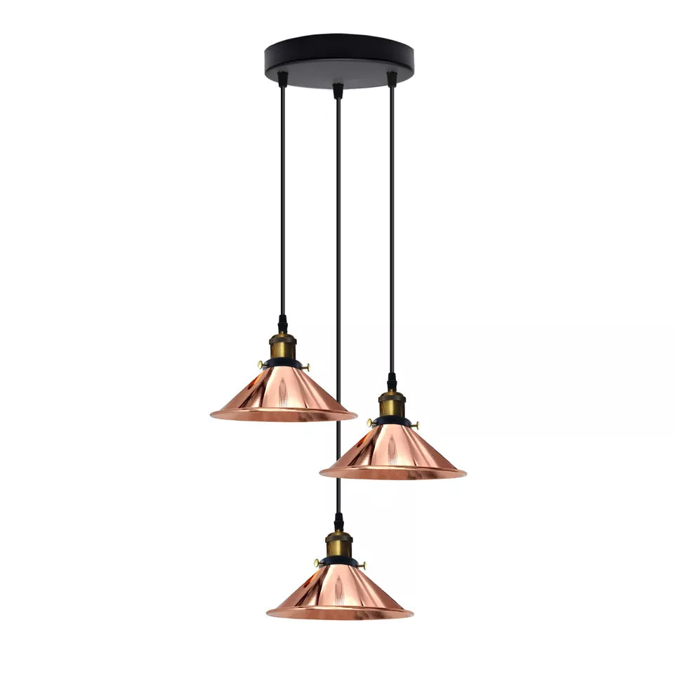 Vintage E27 Pendant Light Trio - Retro Ambiance Lighting