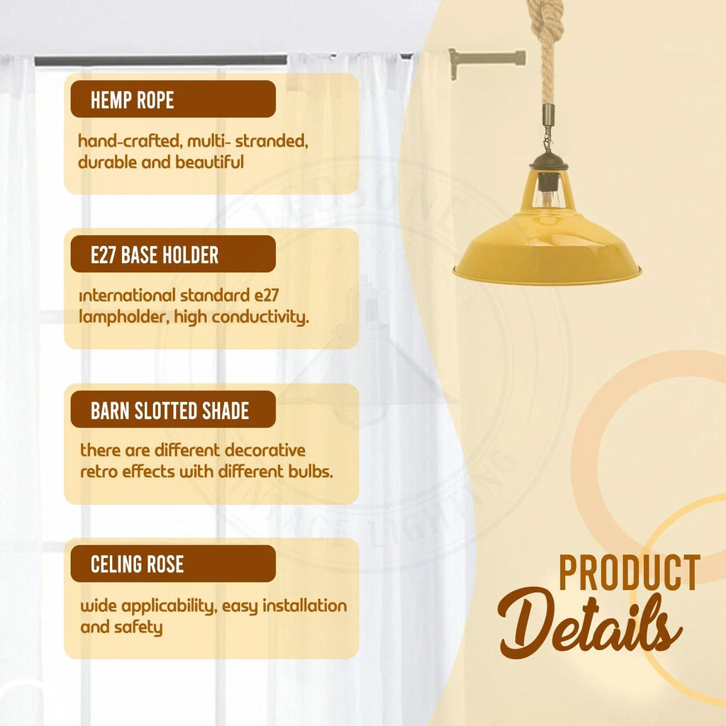 Industrial-Style Dimmable Hemp Rope Pendant Light Fixture