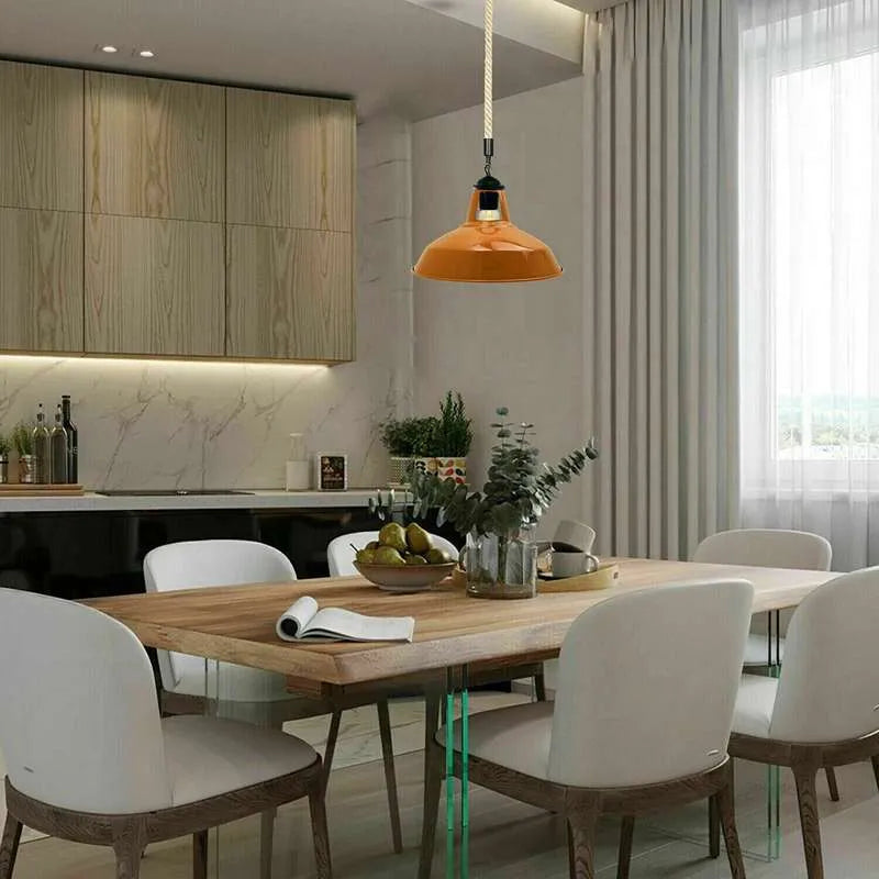 Industrial-Style Dimmable Hemp Rope Pendant Light Fixture