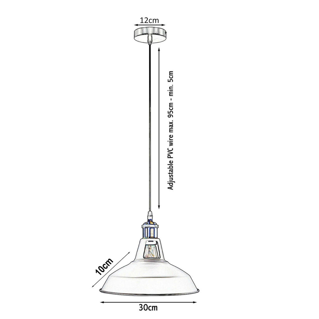 Retro Metal Pendant Light 1m | Adjustable Cable, E27 Holder