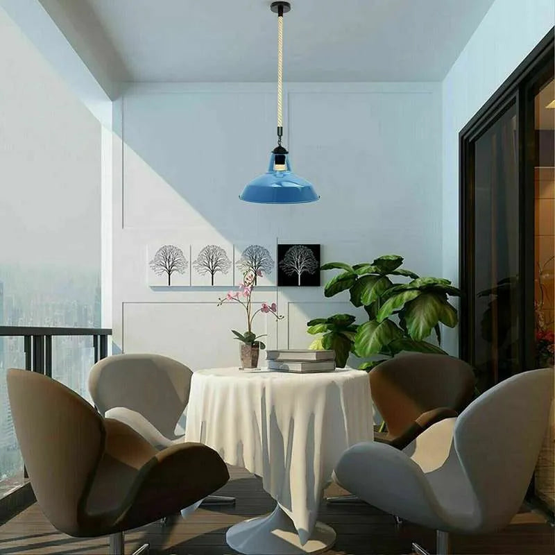 Industrial-Style Dimmable Hemp Rope Pendant Light Fixture