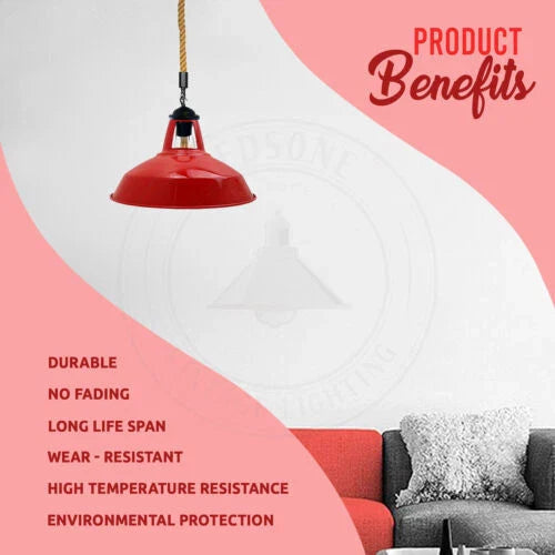 Industrial-Style Dimmable Hemp Rope Pendant Light Fixture