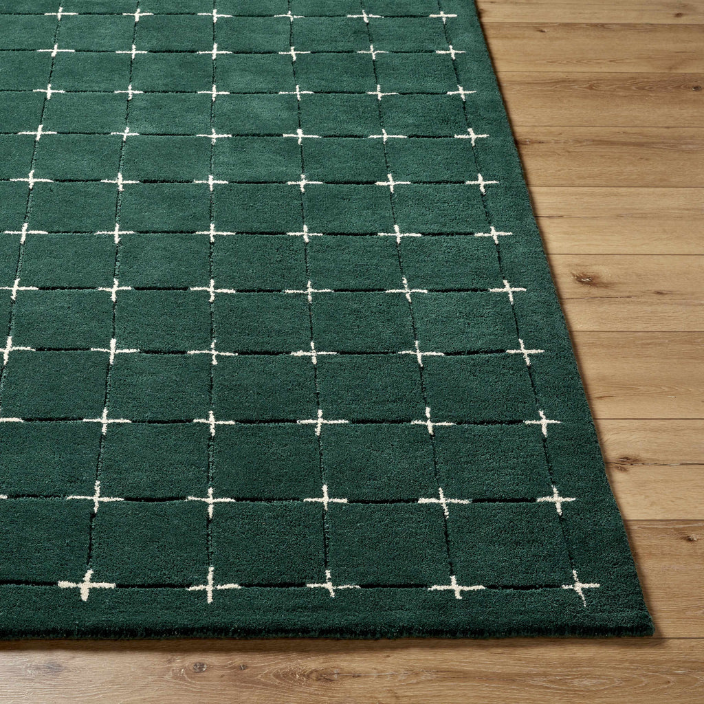 Sanvi Green Tufted Hand Tufted Wool Area Rug