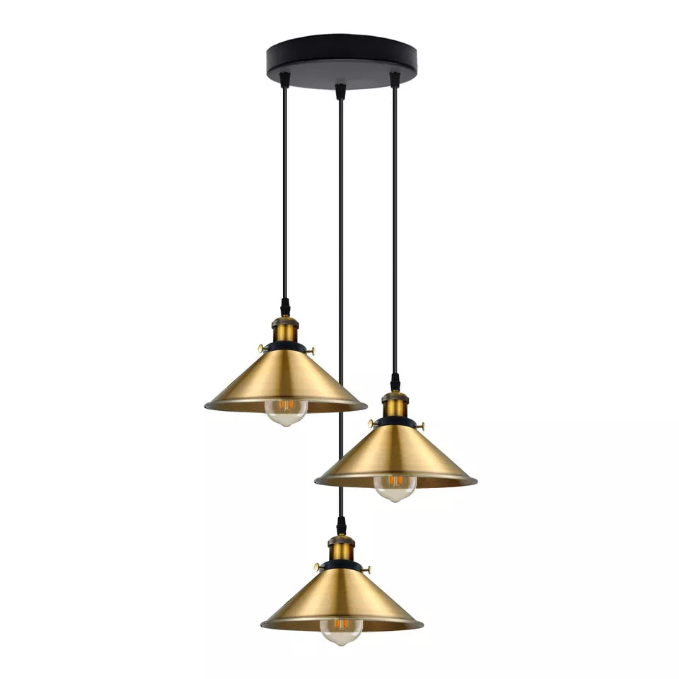 Vintage E27 Pendant Light Trio - Retro Ambiance Lighting