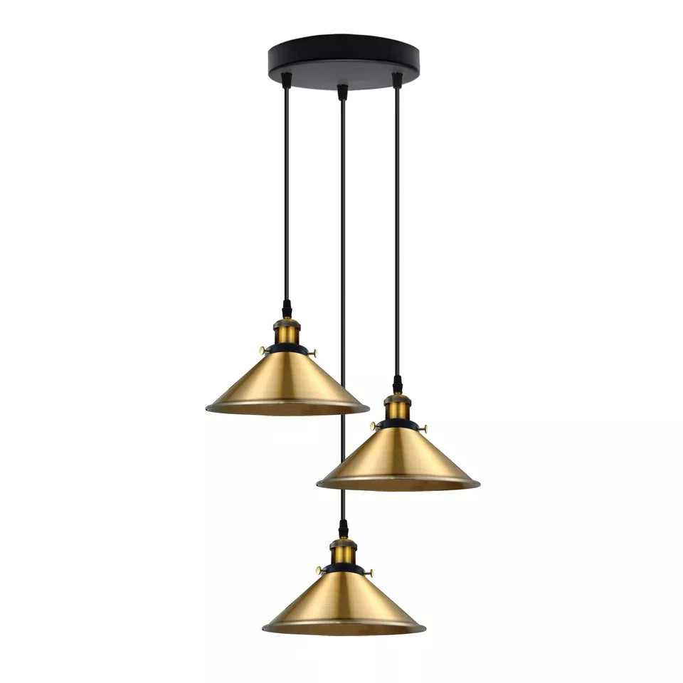 Vintage E27 Pendant Light Trio - Retro Ambiance Lighting